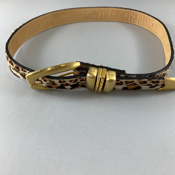 Cache Brushed Gold Pony Hair Leather Belt S - Picture 2 of 6